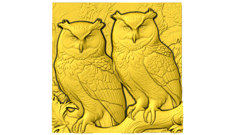 a pair of owls sitting on a tree branch