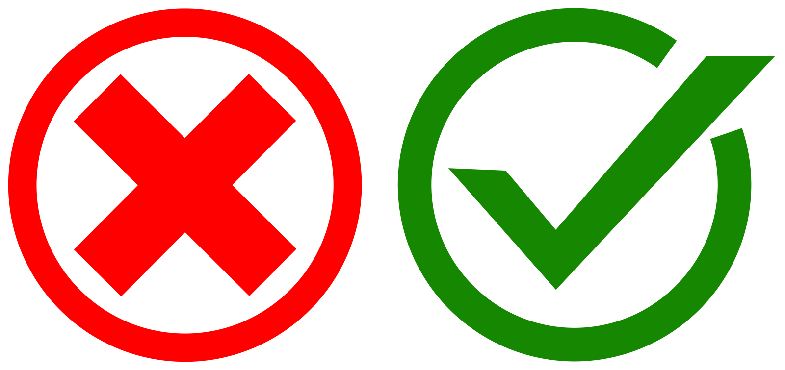 two green and red check marks