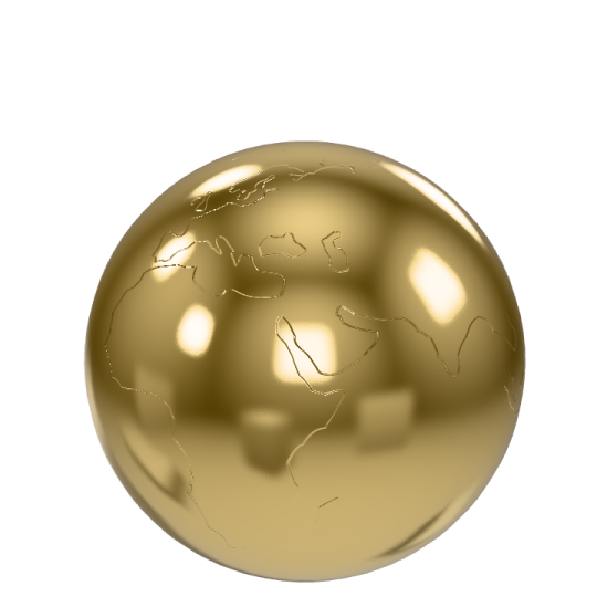 a golden sphere on a white background