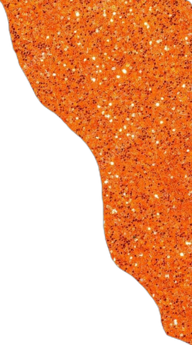the state of texas in orange glitter