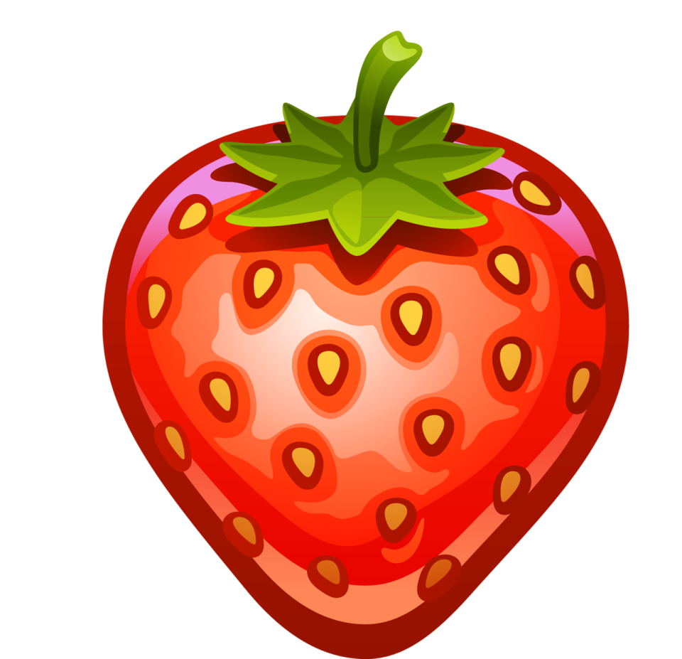 a strawberry with a green leaf on top