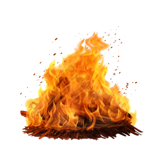 a fire is burning on a white background