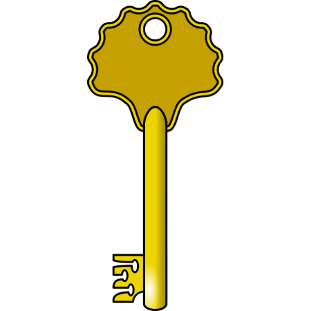 a golden key on a white background