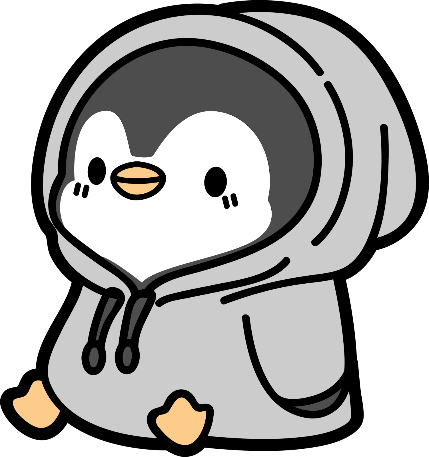 a cartoon penguin wearing a hoodie