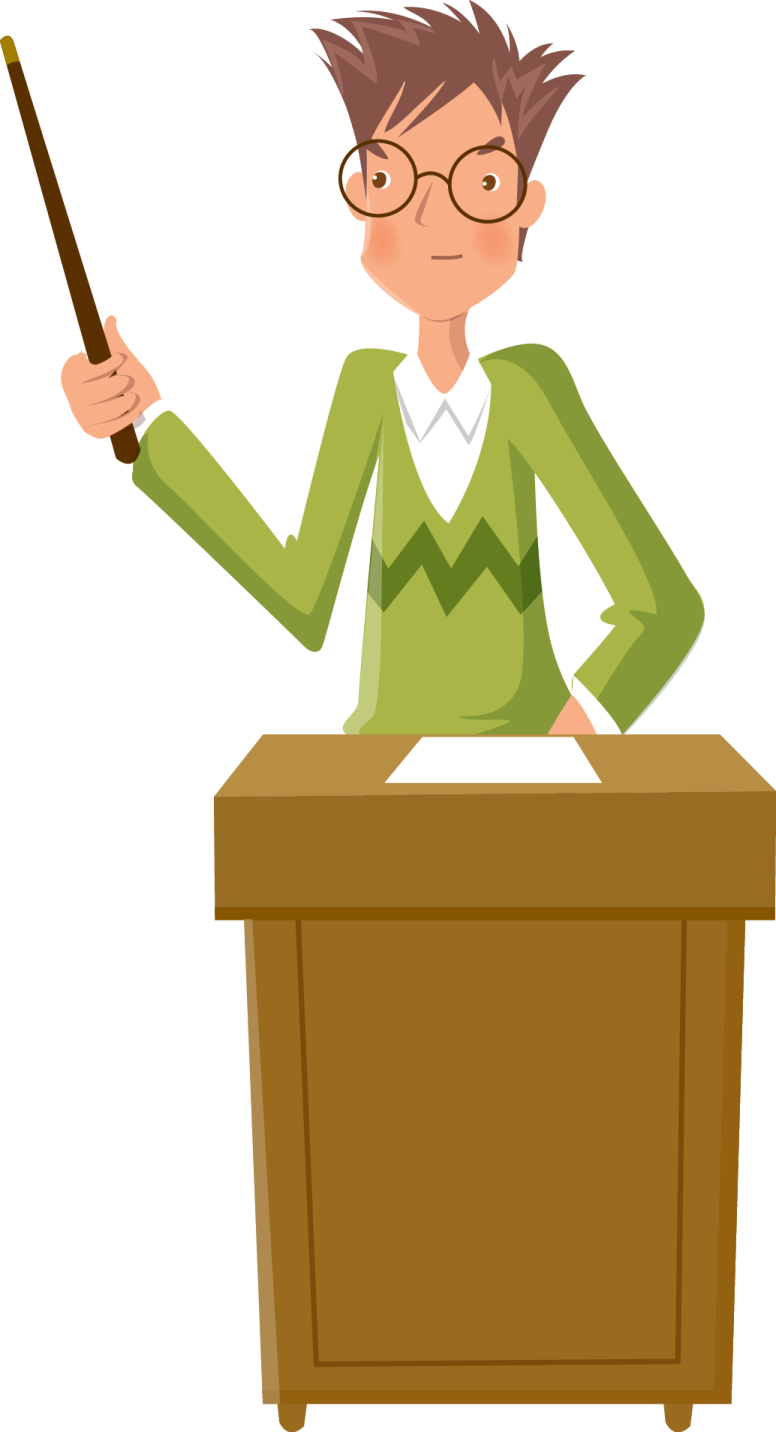 a man sitting at a desk with a pointer in his hand