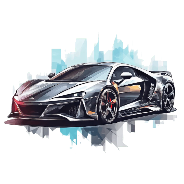 a drawing of a car on a white background