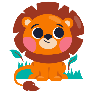 a cartoon lion sitting in the grass