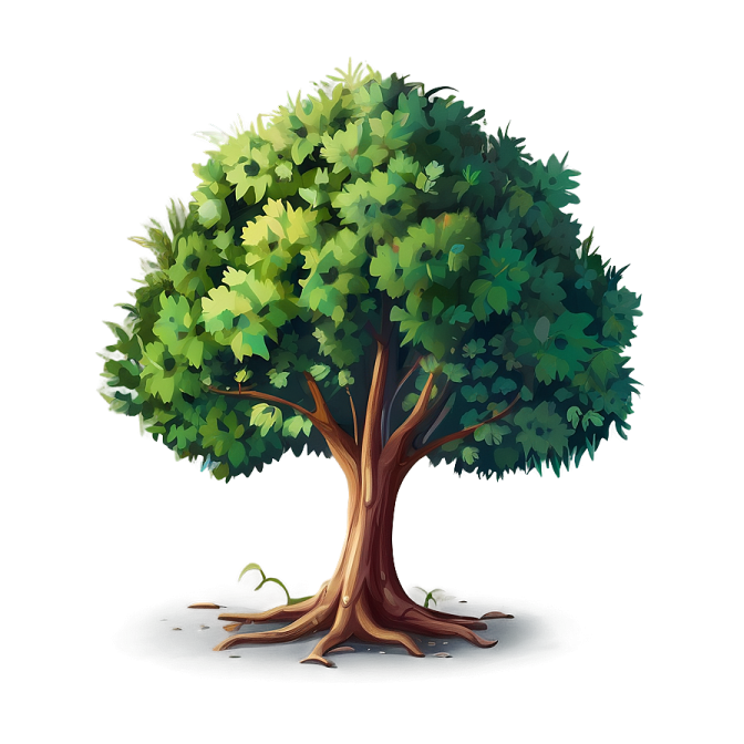 a tree with green leaves on white background