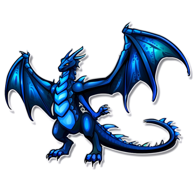 a blue dragon with black wings