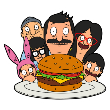 an image of a family eating a hamburger