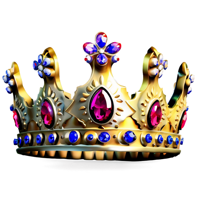 a gold crown with colorful gems on it
