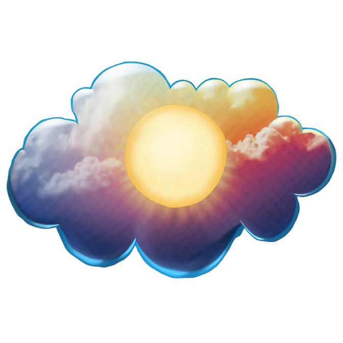 a cloud with the sun shining through it