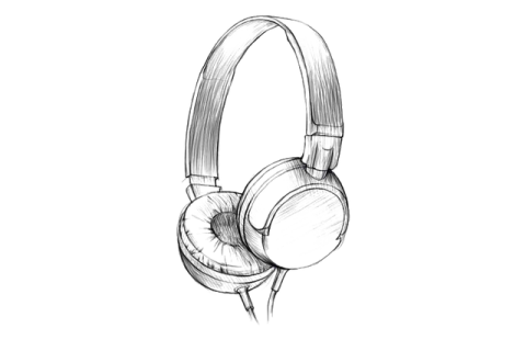a drawing of headphones