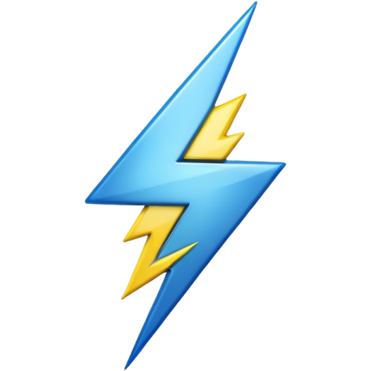 a blue and yellow lightning bolt