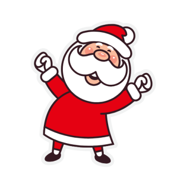 a cartoon santa claus waving his hand