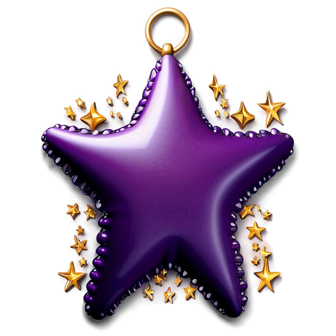 a purple star with gold stars on it