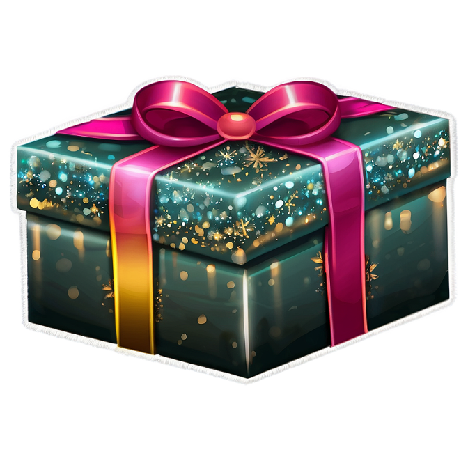a gift box with a pink ribbon and a bow