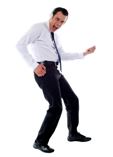 a man in a white shirt and tie dancing