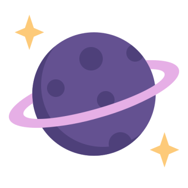 a purple planet with stars around it