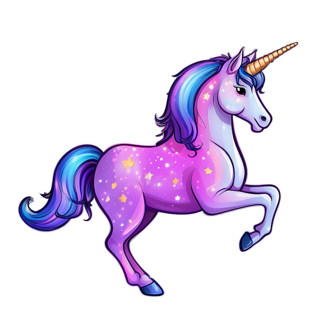 a purple unicorn with stars on it's head