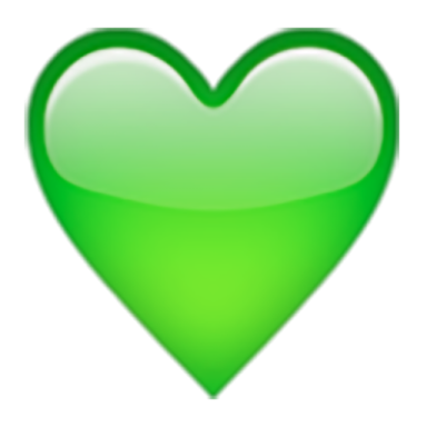 a green heart on a white background
