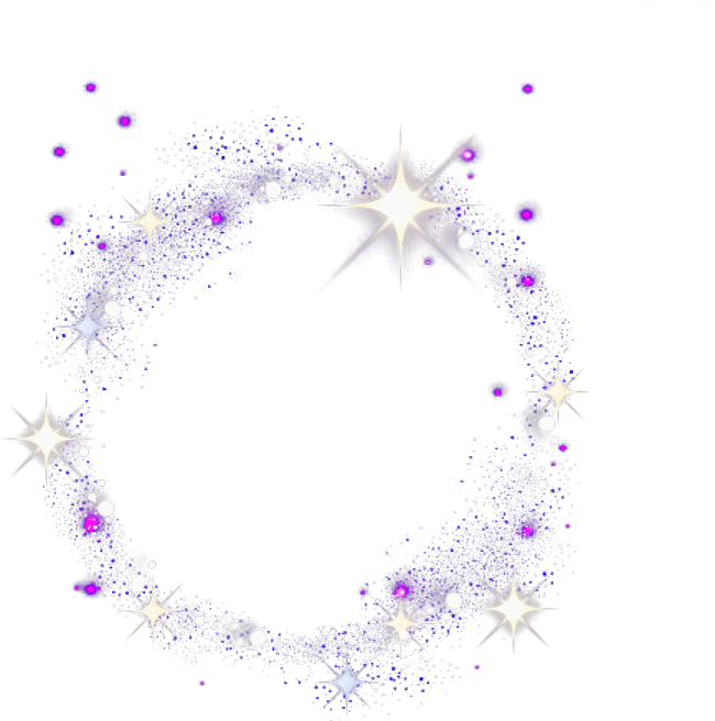 a circular frame with purple and white stars