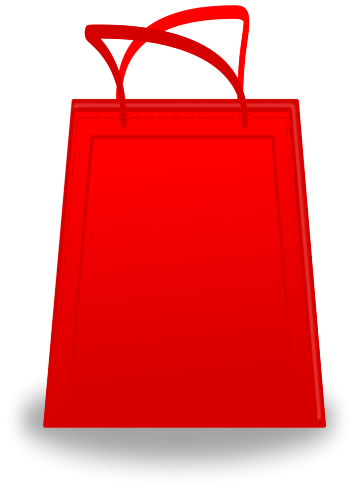 a red shopping bag on a white background