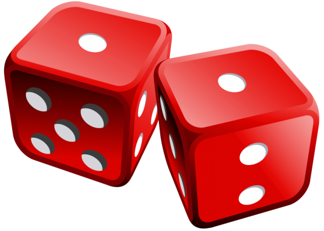two red dice on a white background