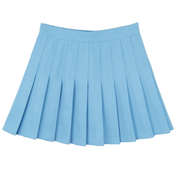 a light blue skirt with plea detailing
