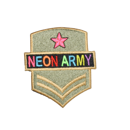 a patch with the words neon army on it
