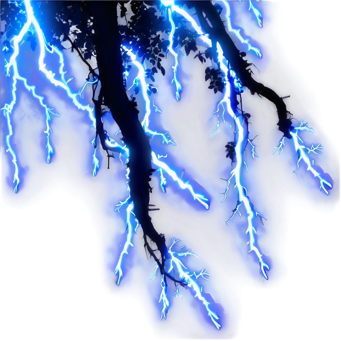 a picture of a tree with blue lightnings