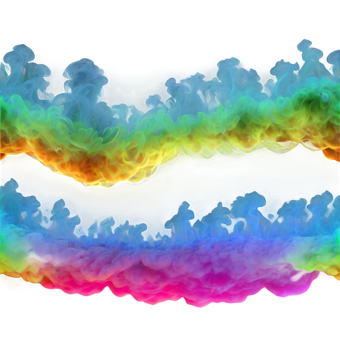 a group of colored smoke on a white background
