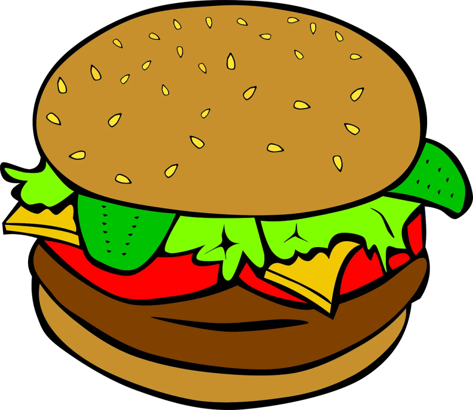 a hamburger with cheese and tomato on it
