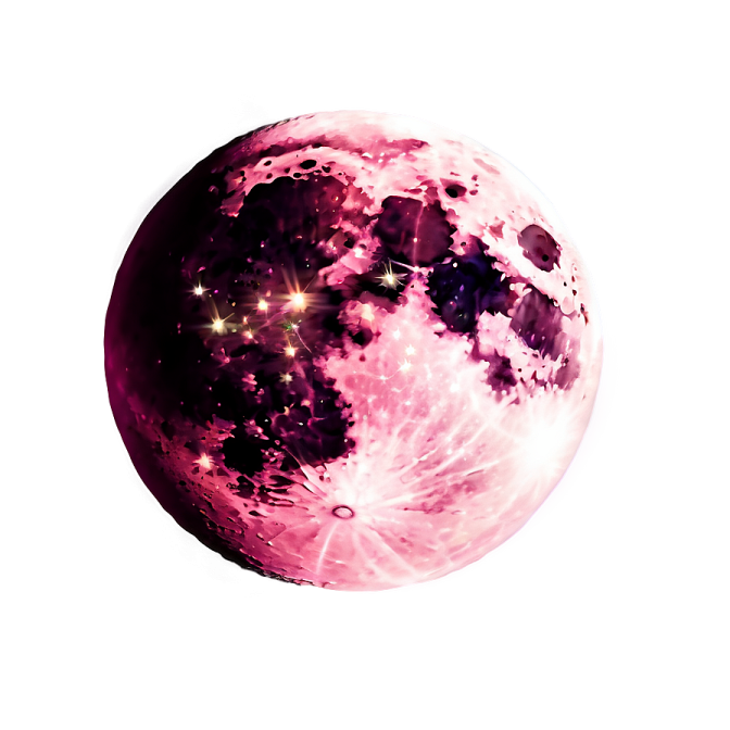 a pink moon with stars in the sky