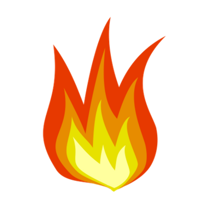 a fire flame on a white background