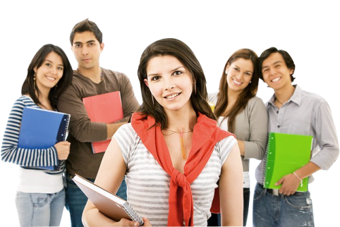 a group of people standing in front of a white background