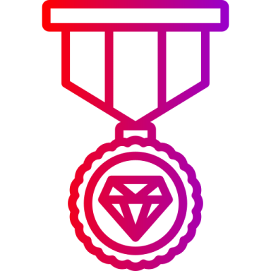 a medal with a diamond on it