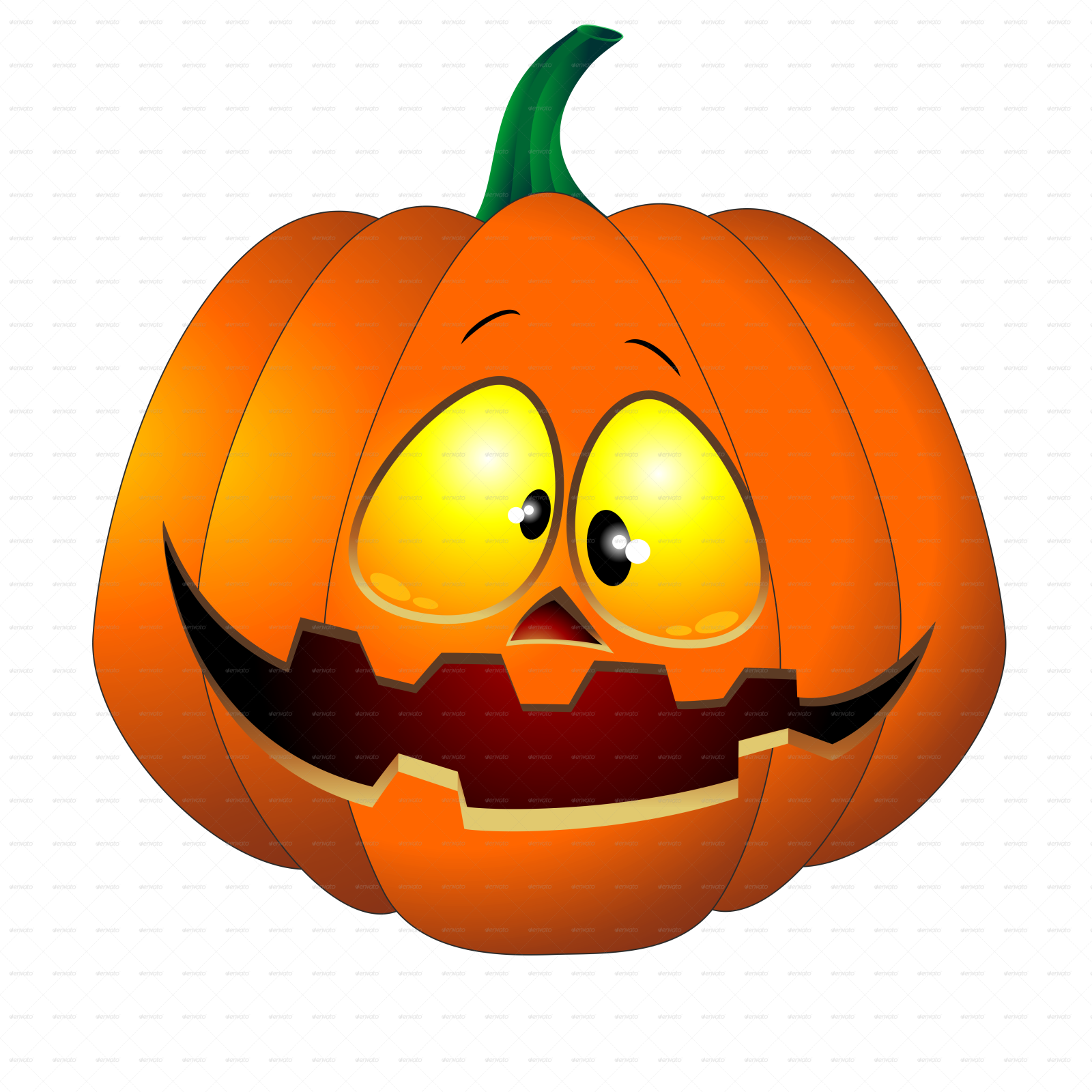 a cartoon pumpkin with an angry expression