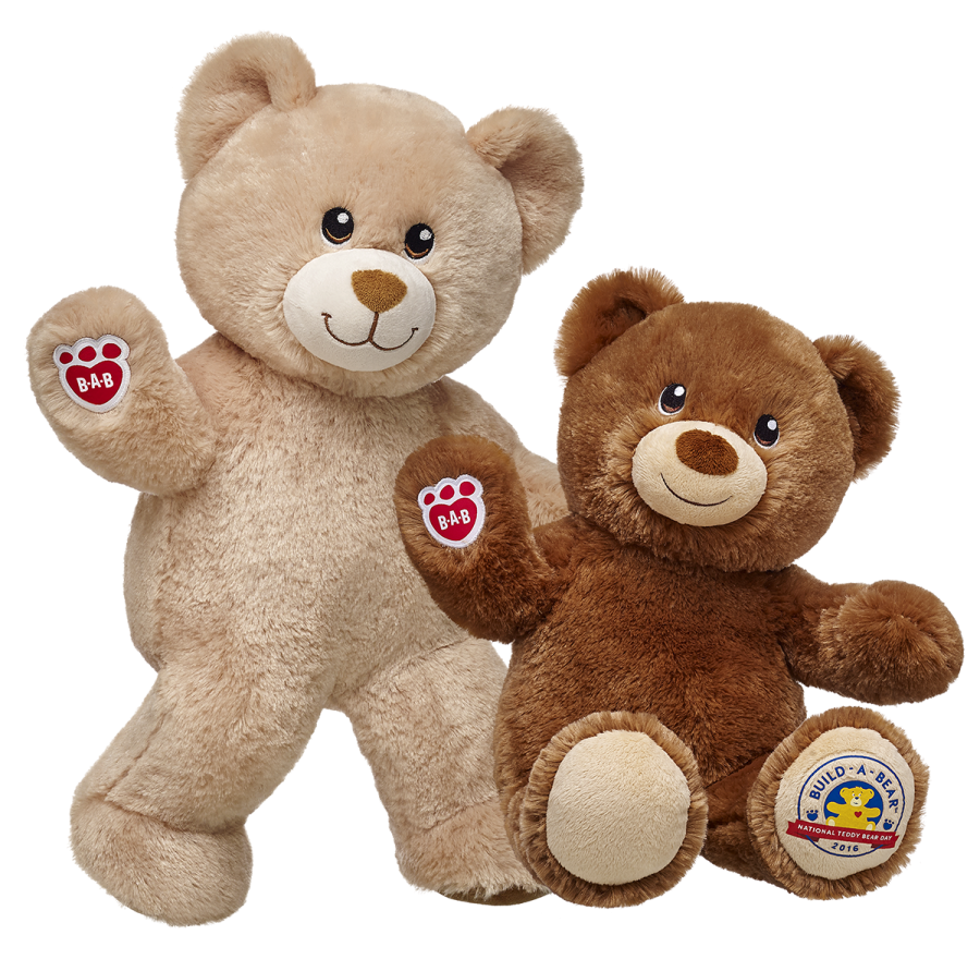 two teddy bears sitting side by side