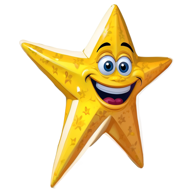 a yellow star with a smiling face