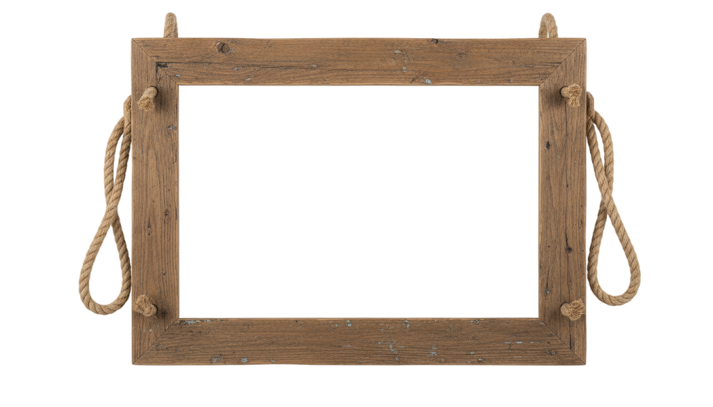 a wooden frame with rope around it