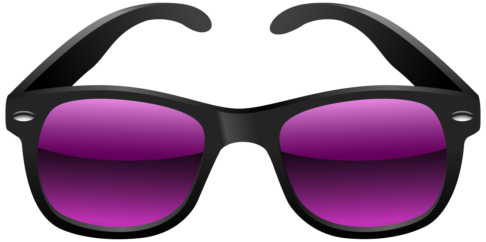 a pair of black sunglasses with purple lenses