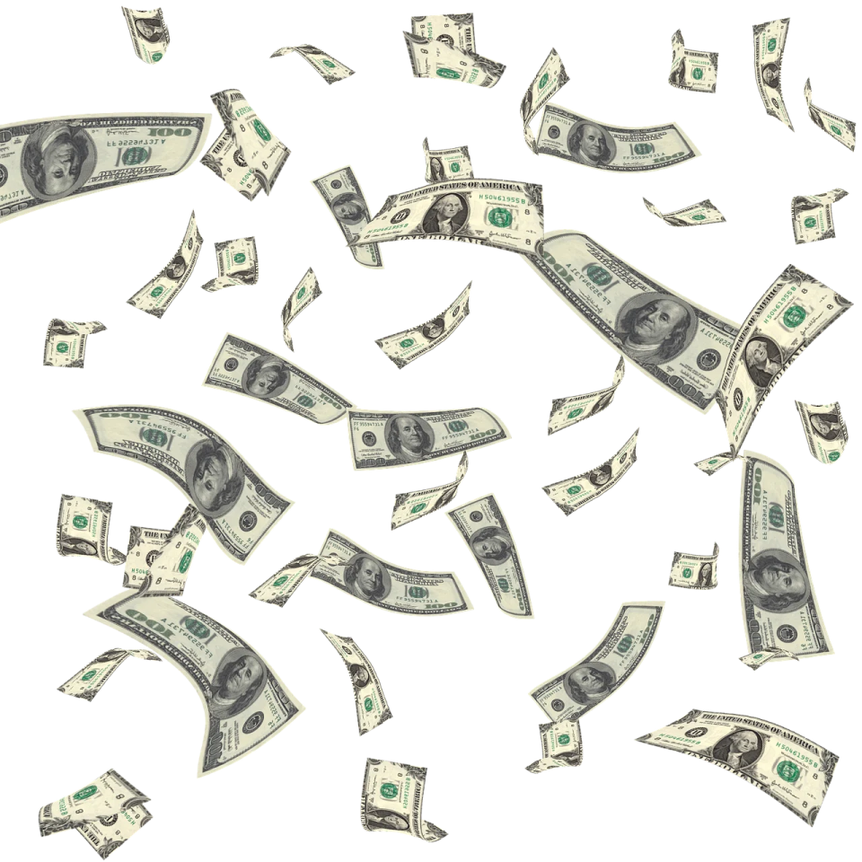 a lot of money falling from the sky