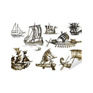 a collection of various types of boats