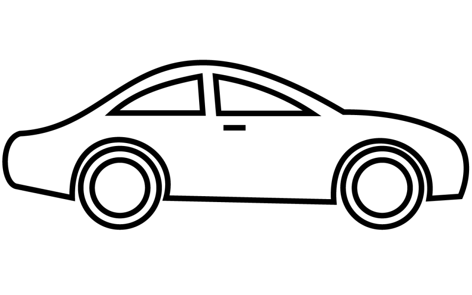 a black and white drawing of a car
