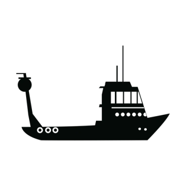 a black and white silhouette of a boat
