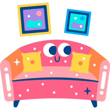 an image of a couch with pictures on it