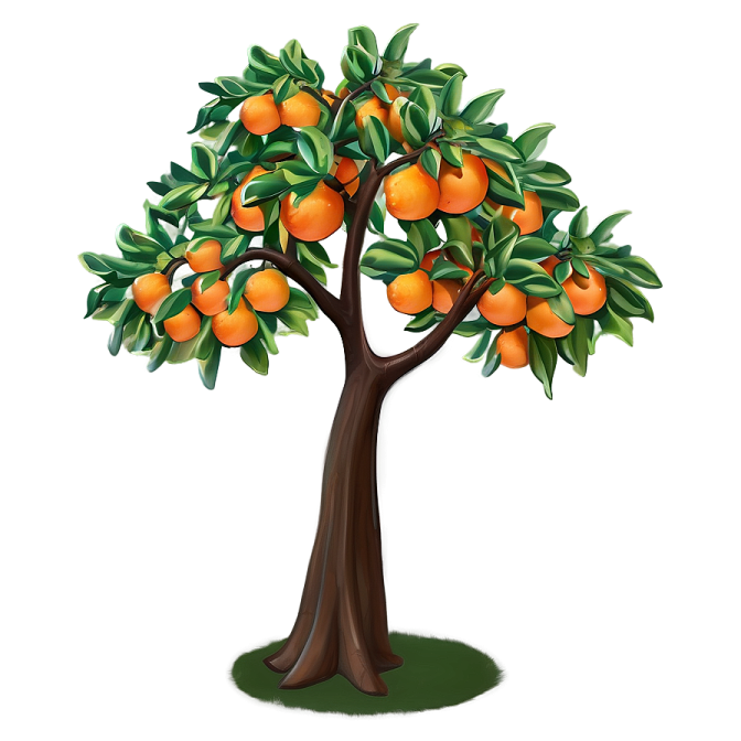a tree with oranges on it