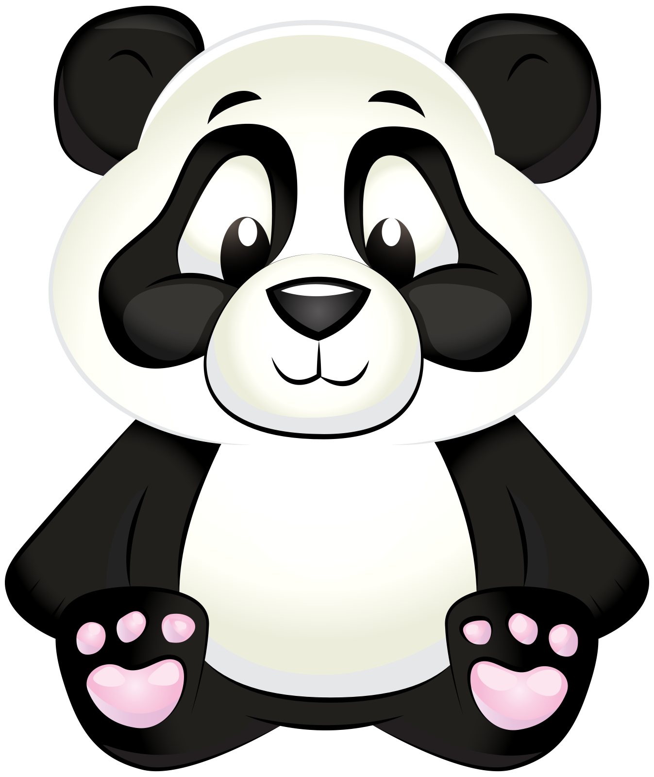 a cartoon panda bear sitting on the ground
