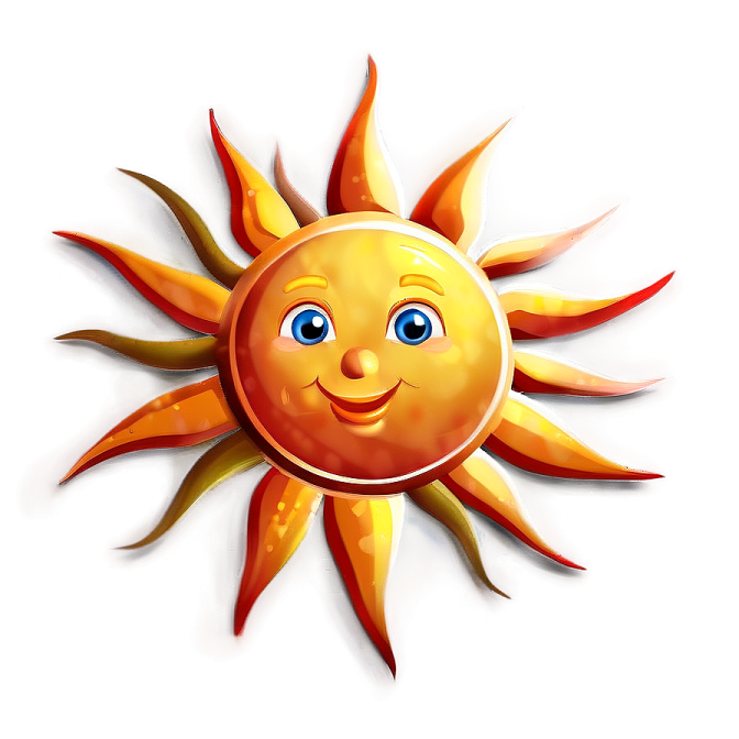 a cartoon sun with a smiling face